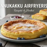 Kullanruskea pannukakku pyöreässä vuoassa airfryerin sisällä